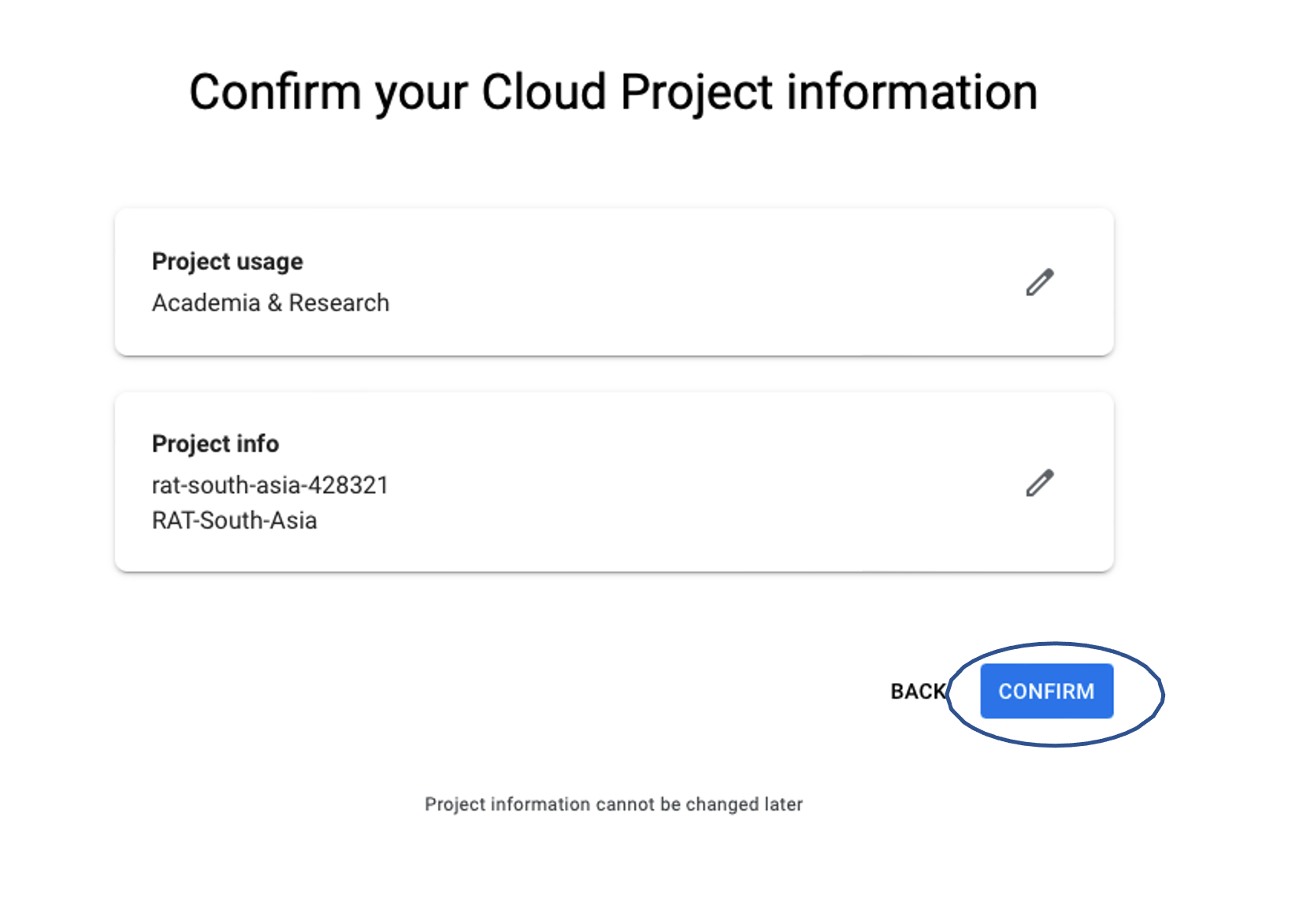 Register google account EE screenshot